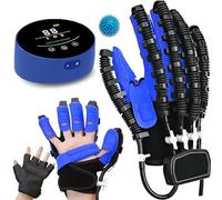 XNKLPY Gant De Robot Rééducation Main, Exerciseur de Doigt pour Hémiplégique Main, pour Blessure à Main, Trouble de La Flexion et de L'Etirement(A:Main Gauche B:Main Droite)(Size:B XL,Color:Bleu)