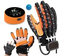 XNKLPY Gant De Robot Rééducation Main, Exerciseur de Doigt pour Hémiplégique Main, pour Blessure à Main, Trouble de La Flexion et de L'Etirement(A:Main Gauche B:Main Droite)(Size:B XXL,Color:Orange)