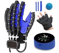 XNKLPY Gant de Robot Rééducation Main Hémiplégie Gants pour Arthrose Orthèses de Doigts avec Balle Reeducation Main, Equipement D'entraînement De Rééducation D'avc(Size:Gauche M,Color:Bleu)