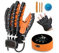 XNKLPY Gant de Robot Rééducation Main Hémiplégie Gants pour Arthrose Orthèses de Doigts avec Balle Reeducation Main, Equipement D'entraînement De Rééducation D'avc(Size:Gauche S,Color:Orange)