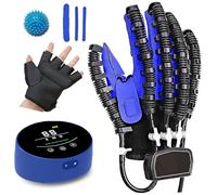 XNKLPY Gant de Robot Rééducation Main Hémiplégie Gants pour Arthrose Orthèses de Doigts avec Balle Reeducation Main, Equipement D'entraînement De Rééducation D'avc(Size:Right XL,Color:Bleu)