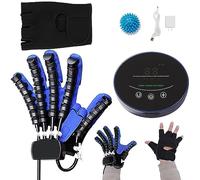 XNKLPY Main Gants Robotiques de Rééducation pour Hémiplégie AVC D'orthèse de Redressement des Doigts Équipement d'Entraînement des Doigts (A: Main Gauche B: Main Droite)(Size:Un XL,Color:Bleu)