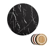 XNKLPY Plateau Tournant en Bois Plateau de Service Rond Tray Gastro Plateaux Rotatif à 360° Centre de Table Organisateur de Cuisine pour Comptoir D'Armoire pour Le Service Ink Black 90cm