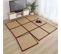 XNKLPY Tapis De Sol Tatami Japonais Tapis De Refroidissement en Rotin Pliable Tapis De Couchage D'éTé Tapis De Sol Respirant,pour Jardin Tapis De Salon Light Vine Color 60x60cm