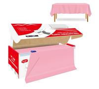 Xnluothsk Rouleau de nappe en plastique rose de 137 cm x 60 m à découper à la taille désirée, nappe jetable avec boîte de découpe, nappe en plastique pour fête, mariage, anniversaire