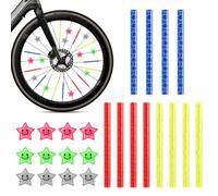 xnnmzhao Lot de 24 réflecteurs de rayons de vélo - Étoiles multicolores - Clicker - Étoiles réfléchissantes - Décoration de vélo