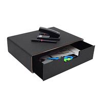 XNONE Boîte de rangement A4 en cuir PU et MDF pour documents et fournitures de bureau, organisateur de bureau, secrétaire de bureau - Système de rangement en panneau de fibres et papier, Noir