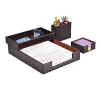 XNONE Ensemble de bureau, ensemble de bureau en cuir PU, avec organiseur de bureau, porte-stylo, porte-notes, boîte à lettres, table de bureau pour homme et femme, bureau, table de bureau (marron)