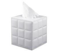 XNONE Housse de boîte à mouchoirs carrée en cuir synthétique avec fond magnétique, organiseur de serviettes décoratif pour coiffeuse, commode, table de nuit, comptoir, maison, bureau, voiture, blanc