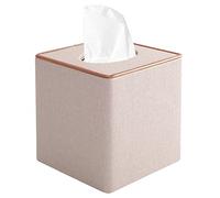 XNONE Housse de boîte à mouchoirs carrée en lin pour la maison, le bureau, le restaurant, la commode, la voiture, la salle de bain (beige)