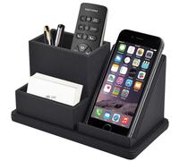 XNONE Organiseur de bureau en cuir avec support pour téléphone portable, télécommande, porte-stylos, porte-cartes de visite, système de rangement multifonction pour bureau, maison, école