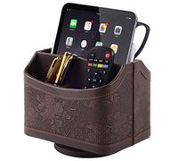 XNONE Support de télécommande en cuir PU avec 5 compartiments, organisateur de bureau rotatif à 360 degrés pour stylo, télécommande TV, téléphone, mini iPad, ordinateur portable, lunettes, boîte de