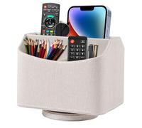 XNONE Support de télécommande rotatif à 360° - 5 pièces - Table de chevet - Cuir PU - Organiseur multifonctionnel de bureau - Boîte de rangement pour iPad Mini/stylo/téléphone/médias (Beige)