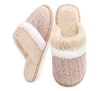 Xnova Pantoufles Femme Confortables, Chaudes Chaussons avec Mémoire Mousse Peluche Chauds Accueil Pantoufle Antiderapant Slippers d'intérieur et d'extérieur (kaki, 42-43)