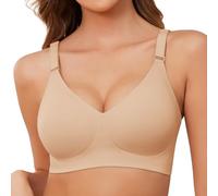 Xnova Soutien Gorge sans Armature Femmes, Stretch Soutiens-Gorge Confortable Sangles Réglables, Confortable Minimiseur Bra Soutien-Gorge avec Coussinets Invisible Brassière (Teint Chaud, S)