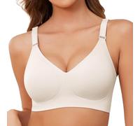Xnova Soutien Gorge sans Armature Femmes, Stretch Soutiens-Gorge Confortable Sangles Réglables, Confortable Minimiseur Bra Classiques Soutien-Gorge avec Coussinets Invisible Brassière(Blanc, XL)