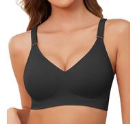 Xnova Soutien Gorge sans Armature Femmes, Stretch Soutiens-Gorge Confortable Sangles Réglables, Confortable Minimiseur Bra Soutien-Gorge avec Coussinets Invisible Brassière (Noir 02, XL)