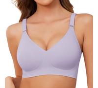 Xnova Soutien Gorge sans Armature Femmes, Stretch Soutiens-Gorge Confortable Sangles Réglables, Confortable Minimiseur Bra Classiques Soutien-Gorge avec Coussinets Invisible Brassière (Violet, S)