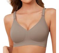 Xnova Soutien Gorge sans Armature Femmes, Stretch Soutiens-Gorge Confortable Sangles Réglables, Confortable Minimiseur Bra Classiques Soutien-Gorge avec Coussinets Invisible Brassière(Gris, S)