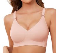 Xnova Soutien Gorge sans Armature Femmes, Stretch Soutiens-Gorge Confortable Sangles Réglables, Confortable Minimiseur Bra Classiques Soutien-Gorge avec Coussinets Invisible Brassière(Rose, XL)