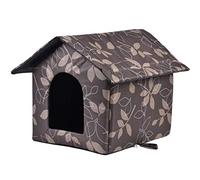 XNSHUN Niche pour chat,Pour l'extérieur,Résistant à l'hiver,Pliable,Étanche,Résistant aux intempéries,Doux et chaud,Pour animaux de compagnie,Avec coussin amovible,Pour petit chien et chat (L)