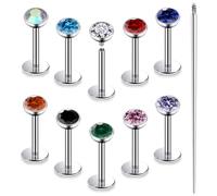 Xnsjeyy 16 g F136 Anneaux de lèvre en titane fileté interne Monroe Anneau de lèvre Méduse Serpent Morsure Bijoux de piercing Conque Tragus vers l'avant Helix Cartilage Boucles d'oreilles à tige pour