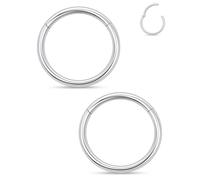 Xnsjeyy Anneaux de nez Astm F136 en titane à charnière pour septum de calibre 14 pour oreille, lobe, téton, bijoux créoles pour homme et femme, 16 mm, anneau de piercing PA