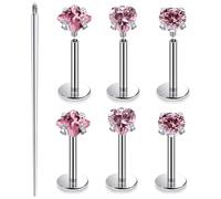 Xnsjeyy Astm F136 Boucles d'oreilles en titane avec filetage interne à dos plat pour tragus, hélix, conque, lobe, labret, morsure de serpent, monroe, piercing de lèvre, bijoux pour homme et femme, 16G