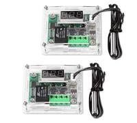 Xnuiasqe 2 Modules de Contrôleur de Température W1209 avec Boîtier, Module de Thermostat Numérique à Affichage LED avec Sonde Étanche, et Facile à Utiliser