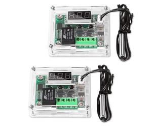 Xnuiasqe 2 Modules de Contrôleur de Température W1209 avec Boîtier, Module de Thermostat Numérique à Affichage LED avec Sonde Étanche, et Facile à Utiliser