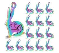 Xnuiasqe 20 PCS Pendentifs en Acier Inoxydable en Forme de Lapin, Breloques de Lapin de Pâques en Métal avec Fleur Creuse, Petites Breloques en Métal d'animaux, Multicolores
