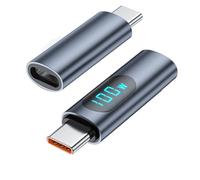 Xnuiasqe 2PCS Adaptateur USB C avec Affichage LED PD 100W Mâle vers Testeur de Puissance, Adaptateur D'Extension de Moniteur de Chargeur USB-C, Facile à Utiliser