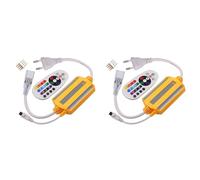 Xnuiasqe 2X Contrôleur de Bande LED RGB 1500 W avec Variateur 16 Couleurs, Télécommande Infrarouge Sans à 24 Touches, Prise UE, Étanche IP68