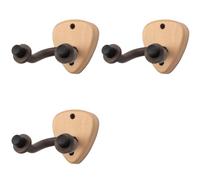 Xnuiasqe 3X Support Mural pour Guitare avec Crochet, Base en Bois, Banjo Basse, Support de Manche pour Guitare Électrique Acoustique avec Fente pour Médiators, A