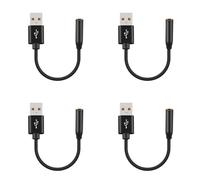 Xnuiasqe 4X Câble Audio USB vers 3,5 mm USB A vers 3,5 mm Carte Son Stéréo Externe Casque Microphone Adaptateur Audio Noir