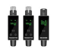 Xnuiasqe Adaptateur de Microphone XLR 2.4G Système Émetteur-Récepteur de Microphone sans pour Microphone Dynamique, Guitares, Mélangeurs Audio 2TX 1RX