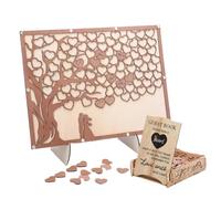 Xnuiasqe Arbre à Souvenirs Rustique avec Cœurs en Bois, Idéal pour Un Original Lors d'une Réception de Mariage ou d'un Anniversaire