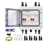 Xnuiasqe Boîtier de Combinaison Solaire avec Protection Multicouche, Protection Contre les Surtensions, Interrupteur D'Isolement PV 2 Entrées 2 Sorties DC40A, Étanchéité IP65