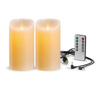 Xnuiasqe Bougies LED sans Flamme Vacillante, Bougie Rechargeable, Bougies en Cire Véritable avec Télécommande, Lampe Électronique Ondulante Brillante