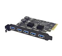 Xnuiasqe Carte d'extension PCIE 4X À USB3.2 À 5 Ports Carte Adaptateur USB3.2 GEN2 10gbps Haute vitesse Puce AMS3142 Seulement pour PC