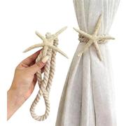 Xnuiasqe Ensemble de 2 Attaches de Rideau en Forme D'Étoile de Mer sur Le Thème de la Plage Côtière, Supports en Corde Nautique pour la Décoration Intérieure.