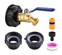 Xnuiasqe Kit Adaptateur pour Cuve IBC de 275 à 330 Gallons: Filetage Fin de 2,44 Po, Filetage Fin de 2 Po et Filetage Grossier de 2 Po, Entrée NPT Mâle 3/4 Po X Mâle 3/4 Po