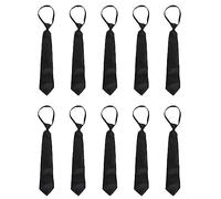Xnuiasqe Lot de 10 cravates à fermeture éclair en polyester noir pour homme