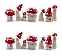 Xnuiasqe Lot de 14 mini champignons pour travaux manuels, petits champignons féériques, champignons en résine, décoration de champignons, statuettes miniatures
