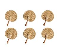 Xnuiasqe Lot de 6 éventails en paille tissée à la main - Éventail naturel - Respectueux de l'environnement - Éventail rond tissé à la main