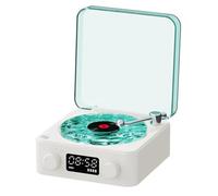 Xnuiasqe Nouveau Réveil Rétro Tourne-Disque Audio Bluetooth Haut-Parleur sans de Haute Qualité Caisson de Basses Portable Facile à Utiliser Blanc
