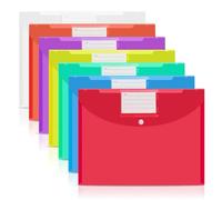 Xnuiasqe Pochettes en Plastique A4 avec Bouton, 7 PCS de Dossiers Documentaires Étanches pour Bureau, École et Voyage.