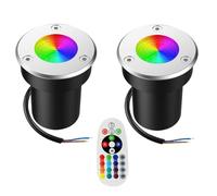 Xnuiasqe RGBW dans la Lumière de Sol 12V 3W Lumière de Puits Extérieure LED de Paysage Couleur Faible Tension avec Télécommande 2 Pièces