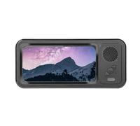 Xnuiasqe Support Mural pour Téléphone avec Enceinte Bluetooth, Écran Tactile Étanche IPX4 pour la Douche et la Salle de Bain, Noir.