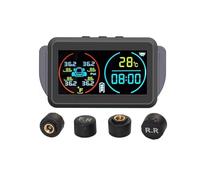 Xnuiasqe Système de Surveillance de la Pression des Pneus de Voiture TPMS Alarme Manomètre de Pression d'air des Pneus Avertissement de Température 4 Capteurs Externes